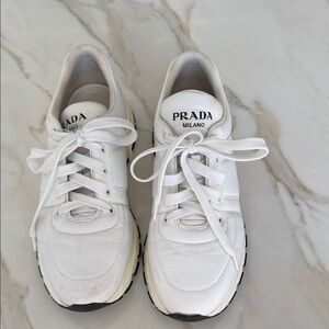 Prada White Lace-Up Sneakers